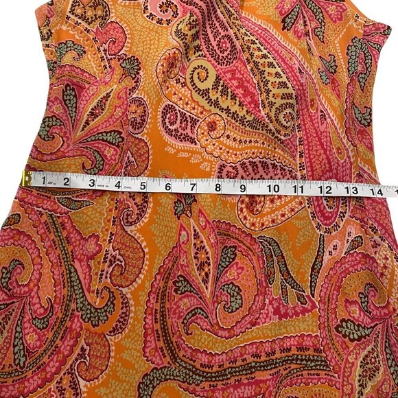 Ann Taylor Vintage Paisley silk chiffon Halter Midi Dress Orange Pink women’s 4 - Picture 10 of 12